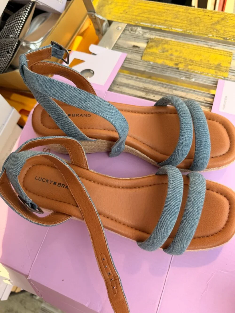 Lucky Brand Denim Espadrille Wedge Sandals – Women's Size 10